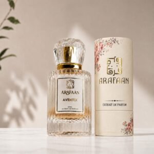 Arafaan Aventex luxury extrait de parfum bottle with fruity woody fragrance notes