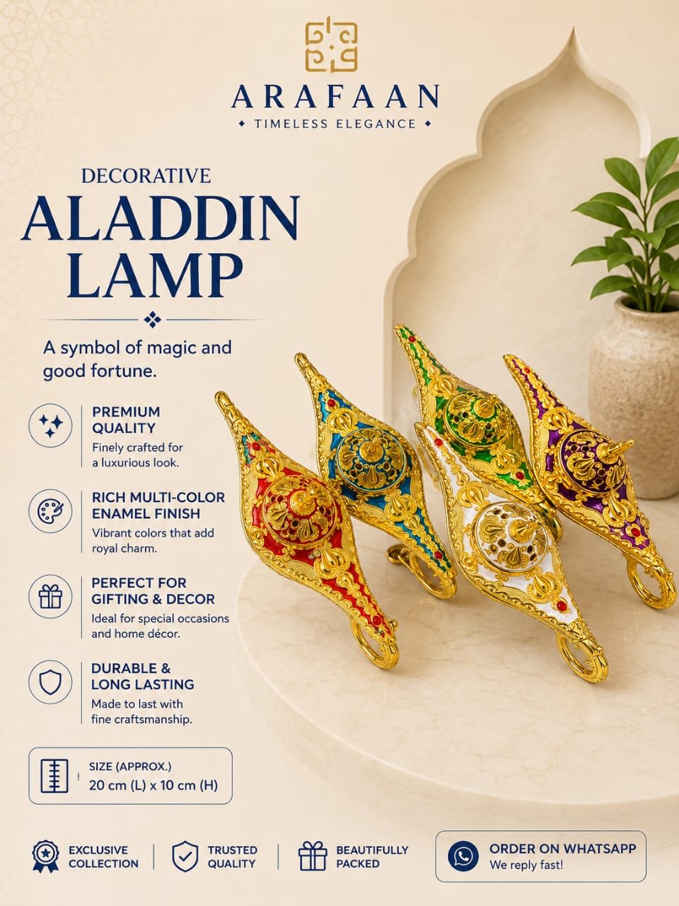 ARAFAAN Decorative Aladdin Lamp – Royal Purple & Gold Edition - Image 2