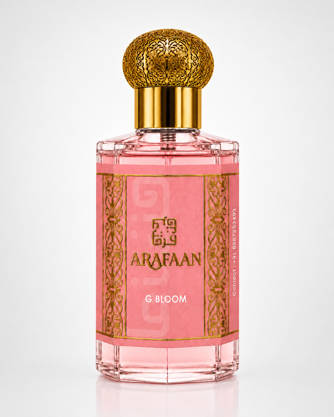 Arafaan G Bloom premium alcohol free floral attar bottle with elegant gold cap