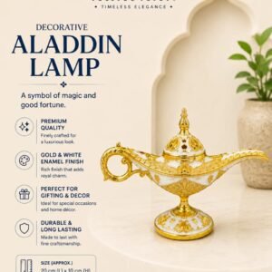 ARAFAAN Decorative Aladdin Lamp – Royal White & Gold Edition
