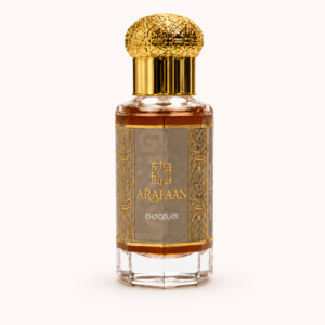 Arafaan Chocolate premium alcohol free attar bottle with elegant gold cap